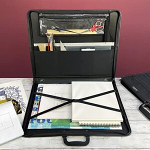 Speedball Universal Heavy Duty Art Portfolio Carrying Case with Handles for Storing and Transporting Artwork, Sketch, Drawing and Canvas, Black, 14 x 18 Inches