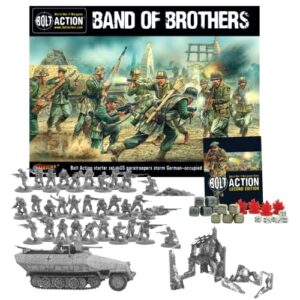 wargames delivered bolt action miniatures – band of brothers starter set- english language. action figures 28mm wwii miniature models and tanks for miniature wargaming by warlord games