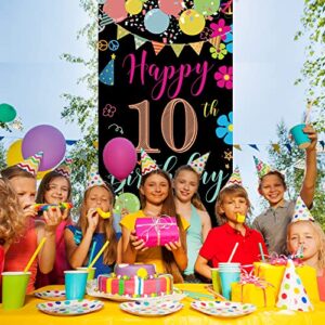 10th Birthday Door Banner, Colorful Happy 10th Birthday Decorations for Girl Boy, Door Sign Poster Decorations, 10 Year Old Birthday Party Decoration Backdrop, 6.1ft x 3ft Fabric Vicycaty