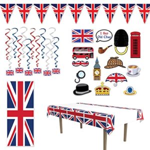 britain united kingdom party decorations 30 piece bundle table cover banner door cover photo fun signs dangling whirls
