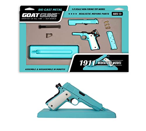 GoatGuns Miniature 1911 Historical Model Tiffany Blue | 1:2.5 Scale Diecast Metal Build Kit