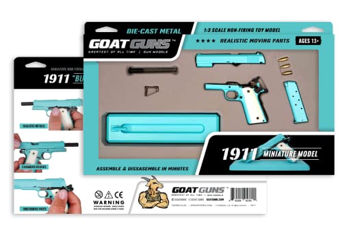 GoatGuns Miniature 1911 Historical Model Tiffany Blue | 1:2.5 Scale Diecast Metal Build Kit