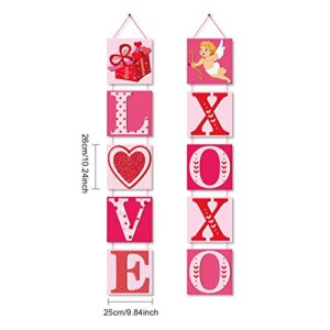 10Pack Valentine's Day Party Banners Valentine's Day Welcome Paper Door Sign Porch Sign Love XOXO Cutouts for Valentine's day Party Decorations Supplies
