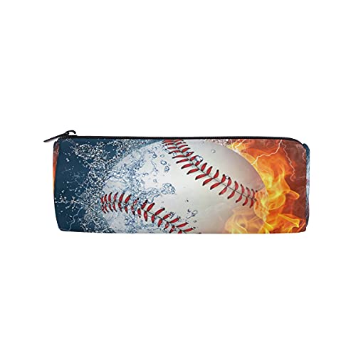 Pencil Bag Sport Baseball Fire Water, Pencil Case Pen Zipper Bag Pouch Holder Makeup Brush Bag for School Work Office2