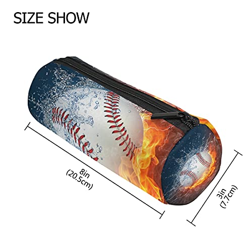 Pencil Bag Sport Baseball Fire Water, Pencil Case Pen Zipper Bag Pouch Holder Makeup Brush Bag for School Work Office2