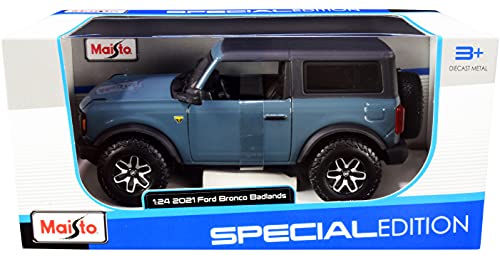 2021 Ford Bronco Badlands Blue with Black Top Special Edition 1/24 Diecast Model Car by Maisto 31530