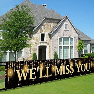 we’ll miss you banner backdrop decorations, gratuation/going away/moving/job change/relocating party photo booth props porch sign supplies, retirement décor for outdoor indoor (9.8×1.6ft)