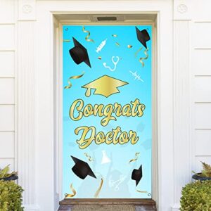 belrew congrats doctor door banner, doctor graduation photography background, graduation party photo booth props, congrats grad porch sign, medical graduated party door cover decorations, blue