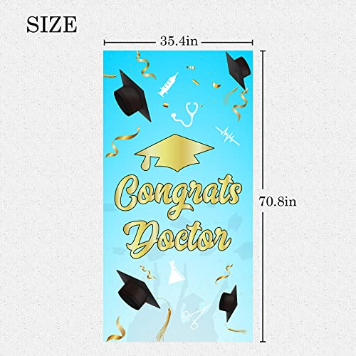 Belrew Congrats Doctor Door Banner, Doctor Graduation Photography Background, Graduation Party Photo Booth Props, Congrats Grad Porch Sign, Medical Graduated Party Door Cover Decorations, Blue