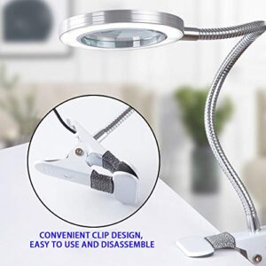 8X Magnifying Lamp with Light, USB Powered LED Magnifying Glass Clamp for Desk for Reading Crafts Sewing Hobbies Repair or Workbench2