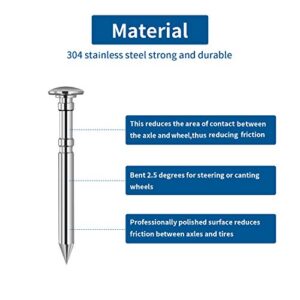 4 Pieces Derby Car Machined PRO Polished Speed Axles, 304 Stainless Steel Axles with 2 Grooves and Beveled Head Minimizes Friction to Get The Fastest Axle