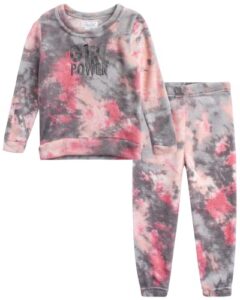 rene rofe baby girls’ pajama set – 2 piece fleece matching sleepwear set (toddler), size 2t, girl power