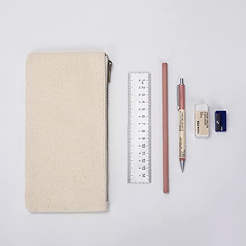 YONBEN Canvas Pencil Pen Case Stationery Case Pouch Bag (Beige, S)