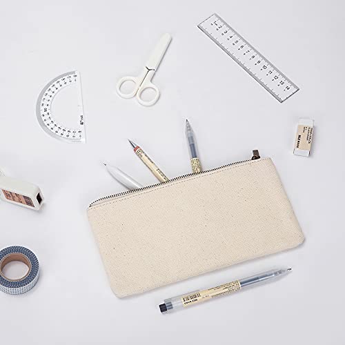 YONBEN Canvas Pencil Pen Case Stationery Case Pouch Bag (Beige, S)