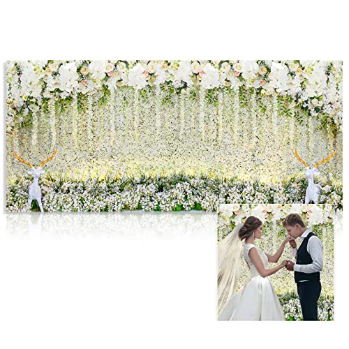 6 x 13ft Flower Wedding Backdrop Large Vinyl Wedding Floral Wall Backdrop Bridal Shower Backdrop Garage Door Banner Photographic Studio Photo Backgrounds for Outdoor Indoor Ceremony Party Decor