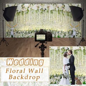 6 x 13ft Flower Wedding Backdrop Large Vinyl Wedding Floral Wall Backdrop Bridal Shower Backdrop Garage Door Banner Photographic Studio Photo Backgrounds for Outdoor Indoor Ceremony Party Decor