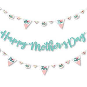 Big Dot of Happiness Colorful Floral Happy Mother's Day - We Love Mom Party Letter Banner Decoration - 36 Banner Cutouts and Happy Mother's Day Banner Letters