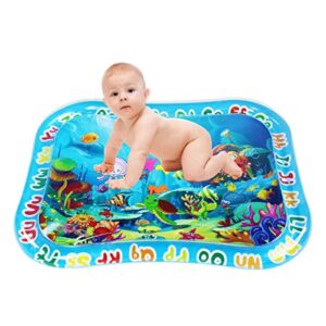 sunshine-mall baby play water mat, tummy baby toys with bb call, fun early development activity play center for newborn (100 x 80 cm), blue