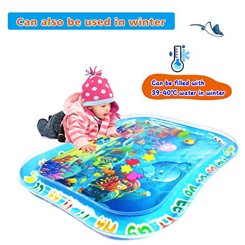 SUNSHINE-MALL Baby Play Water mat, Tummy Baby Toys with BB Call, Fun Early Development Activity Play Center for Newborn (100 x 80 cm), Blue