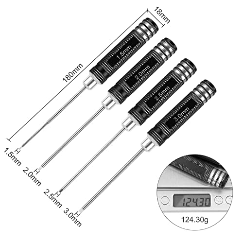 RC Hex Driver Set - 4pcs Hex Allen Screwdriver Kit 1.5mm 2.0mm 2.5mm 3.0mm Key Driver Repair Tools for Rc Car Traxxas Helicopter3