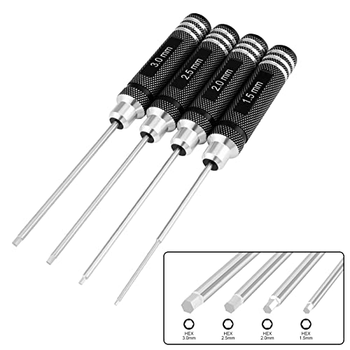 RC Hex Driver Set - 4pcs Hex Allen Screwdriver Kit 1.5mm 2.0mm 2.5mm 3.0mm Key Driver Repair Tools for Rc Car Traxxas Helicopter3