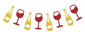 wine banner gold red glitter, wine time banner, wine tasting party decorations, whisky birthday banner, wine tasting party supplies, wine bachelorette party decorations