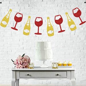 Wine Banner Gold Red Glitter, Wine Time Banner, Wine Tasting Party Decorations, Whisky Birthday Banner, Wine Tasting Party Supplies, Wine Bachelorette Party Decorations