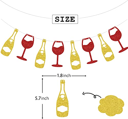 Wine Banner Gold Red Glitter, Wine Time Banner, Wine Tasting Party Decorations, Whisky Birthday Banner, Wine Tasting Party Supplies, Wine Bachelorette Party Decorations