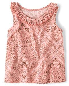 the children’s place baby toddler girls sleeveless ruffle tank top, rose petal, 18-24 monts