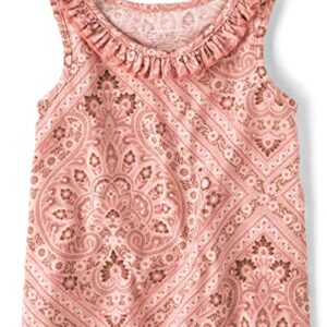 The Children's Place Baby Toddler Girls Sleeveless Ruffle Tank Top, Rose Petal, 18-24 Monts