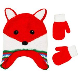 infant toddler boys fox critter hat and mitten set liliya collection