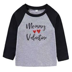 mommy is my valentine shirt toddler kids cotton long sleeve tee tops outfit boys girls valentine’s day clothes (5-6 years, style 2#-mommy is my valentine)