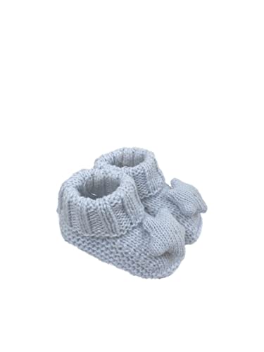 first steps Knitted Baby Hat and Booties Set, Warm Infant Pom Cap & Socks, Winter Outfit Accessories, 0-6 Months, Arctic Ice