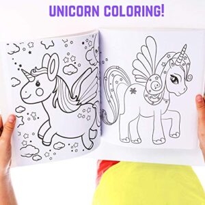 GirlZone Bundle: 38 Fruit Scented Markers & Pencil Case For Girls & Unicorn & Mermaids Coloring Book for Girls 4-10 years, Great Gifts For Girls