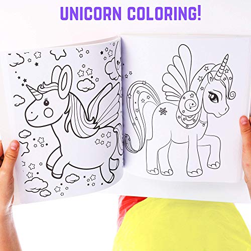 GirlZone Bundle: 38 Fruit Scented Markers & Pencil Case For Girls & Unicorn & Mermaids Coloring Book for Girls 4-10 years, Great Gifts For Girls