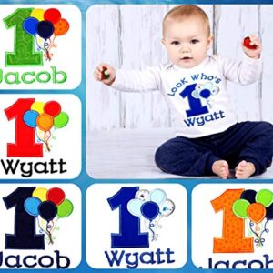 Fantasy Kids Designs First Birthday Boy Outfit Balloons Bodysuit Personalized with Baby Custom Name (Lime Green, 24 Months)