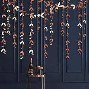 52 Ft Rose Gold Party Decorations Leaf Garland Kit Paper Hanging Gold Leaves Streamer Banner for Rose Gold Birthday Baby Shower Wedding Engagement Bridal Shower Showcase Garden Party Decor (4 Packs)