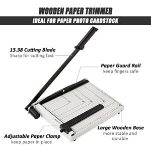 TAINSE Paper Cutter Guillotine, Paper Trimmer 12” Cutting Length with Safety Blade Lock, 10 Sheets Capacity, Heavy Duty Metal Base, Paper Slicer Cutter for Home, Office - White