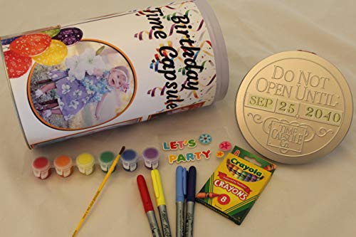 DIY Gifts - Time Capsule Keepsake Kit Storage Container Tin for Any Occasion Party Celebration - Message to The Future - Memory Decorative Craft- Personalize w/Your Photos Scrapbook Embellishments