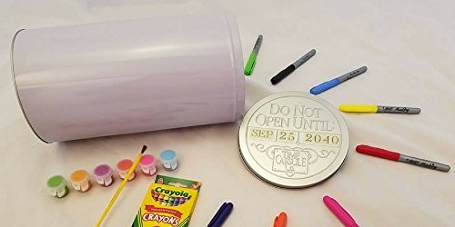 DIY Gifts - Time Capsule Keepsake Kit Storage Container Tin for Any Occasion Party Celebration - Message to The Future - Memory Decorative Craft- Personalize w/Your Photos Scrapbook Embellishments