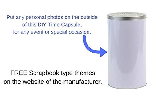 DIY Gifts - Time Capsule Keepsake Kit Storage Container Tin for Any Occasion Party Celebration - Message to The Future - Memory Decorative Craft- Personalize w/Your Photos Scrapbook Embellishments