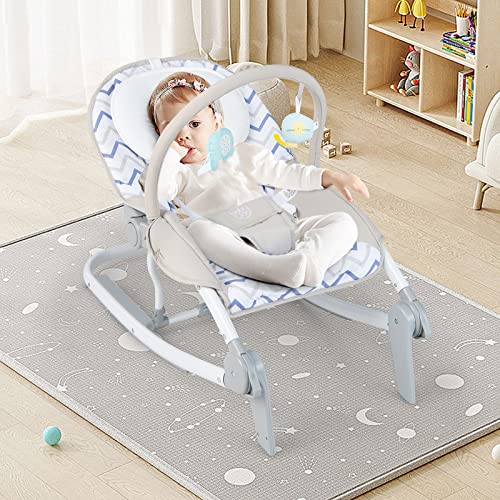 BABY JOY Baby Bouncers for Infants, 2 in 1 Foldable Toddler Bouncy Seat w/ Rocker & Stationary Modes, 3-Position Adjustable Backrest, Removable Bar, Portable Bouncer for Babies 0-6 Months (Gray)