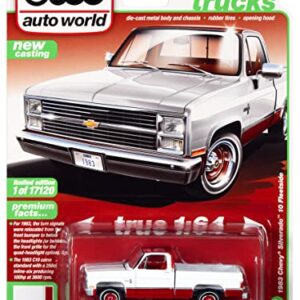1983 Chevy Silverado 10 Fleetside Pickup Truck White & Carmine Red w/Red Interior Ltd Ed 17120 pcs 1/64 Diecast Model Car by Autoworld 64322-AWSP074 B