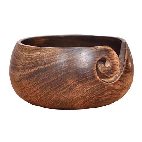 MALLA INC. Wooden Yarn Bowl Made with Mango Wood | Hand-Made Yarn Bowl by Indian Artizans | Yarn Bowl for Knitting & Crochet Accessories