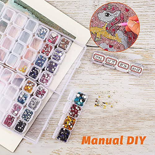 2 Pack 56 Grids Plastic Organizer Box Clear Jewelry Organizer Container Adjustable Divider Removable Grid Diamond Painting Beads Nail Art Tools Art Crafts Small Accessories