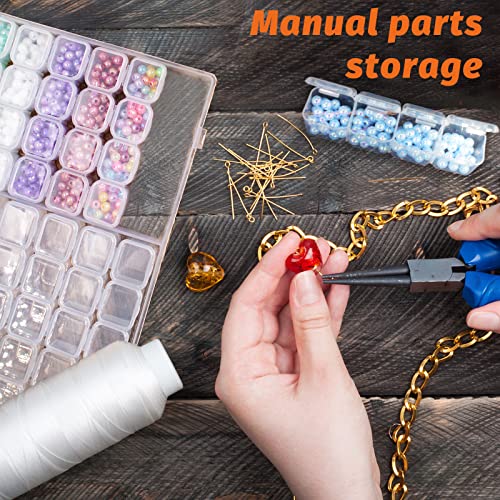 2 Pack 56 Grids Plastic Organizer Box Clear Jewelry Organizer Container Adjustable Divider Removable Grid Diamond Painting Beads Nail Art Tools Art Crafts Small Accessories