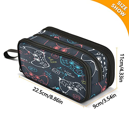 CHIFIGNO Large Capacity Funny Video Game Pencil Case for Girls Teen Boys Kids, Cosmetic Makeup Bag for Women Adults, School Office Supply Accessory Zipper Pouch