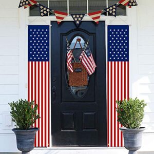 maiago 2pcs patriotic decorations, 4th of july decorations porch sign, american flag wall hanging banners for memorial day, independence day, labor day, veterans day decor supplies