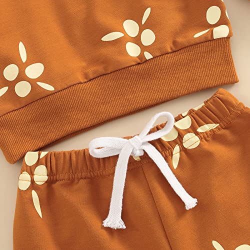 Baby Girl Fall Clothes Long Sleeve Sweatshirts Tops and Pants Set 2 Piece Toddler Girl Cute Floral Outfits (Ginger,18-24 Months)