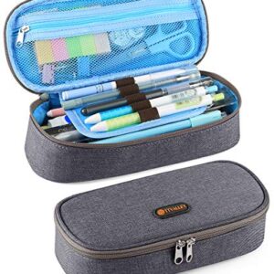 TTVALLEY Pencil Case Pen Case Oxford Stationery Box for Desk Supplies Organization Grey